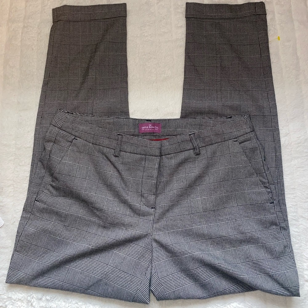The Savile Row Co. Pleated Herring Bone Plaid Cuffed Pant Trouser women's 12